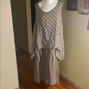 Lin Blanc Polka Dot Layered Lagenlook Dress